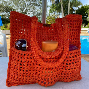 Beach Bags Large Straw Cotton Separated Pocket Weave Summer Hand Make Tote Hands Crochet Bags