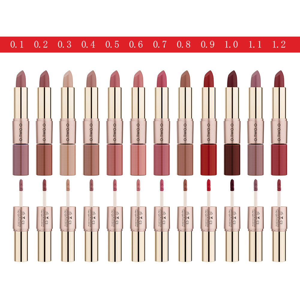 O.TWO.O Lipstick Indonesia Malaysia Shopee Best Sell Matte Lipstick Lipgloss 2 in 1 Cosmetic Lipstick