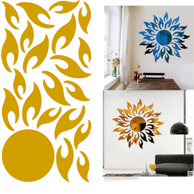 Modern DIY sun Acrylic mirror wall sticker 3D home decor