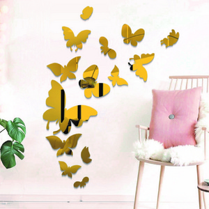 Wholesale wall decor sticker High quality home decor 3d butterfly mirror surface wall sticker for room