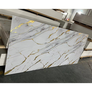 high glossy flexible 3d interior pvc marble alternative wall panel laminas de pvc tipo marmol uv marble board for TV background