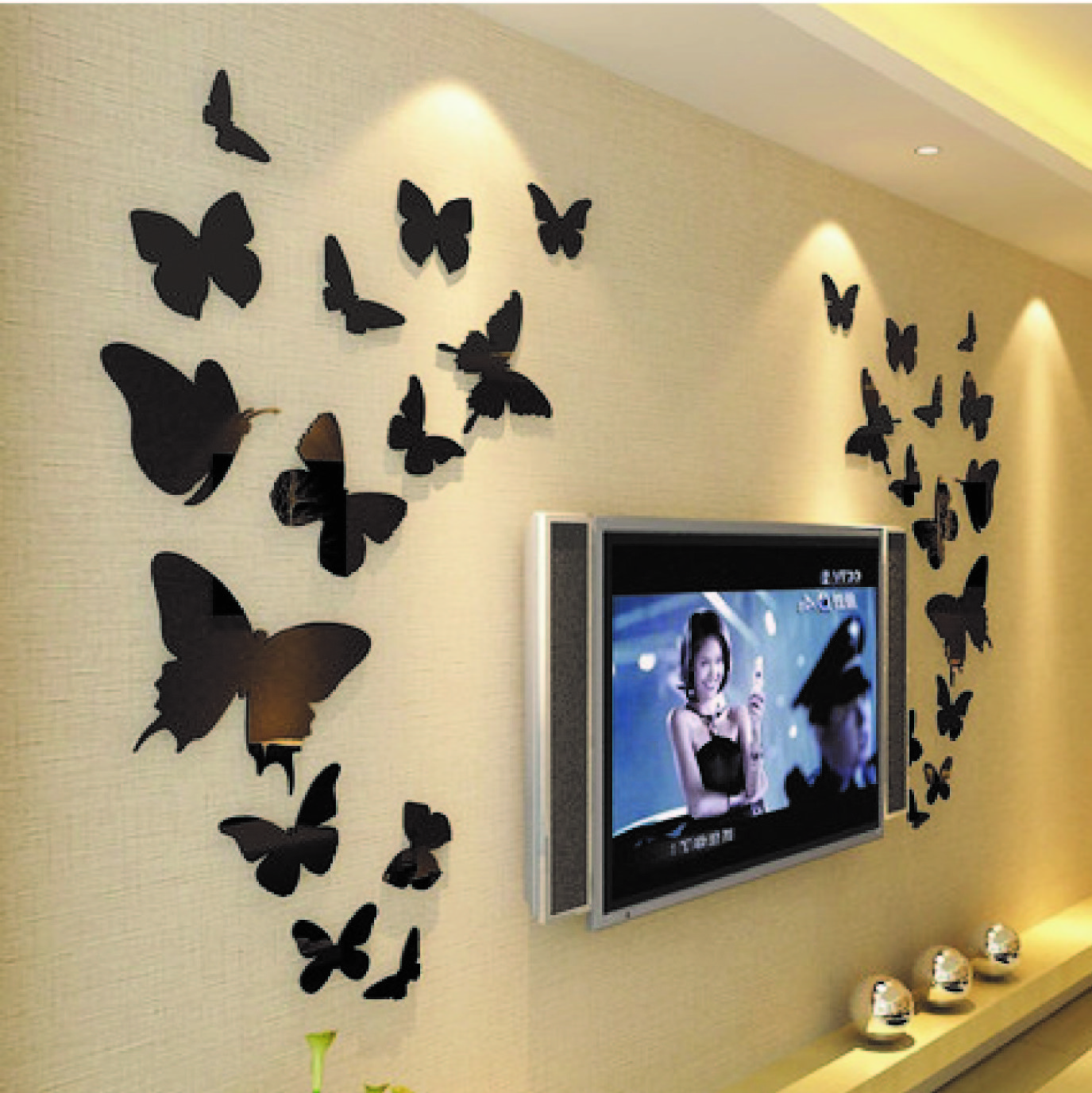 Wholesale wall decor sticker High quality home decor 3d butterfly mirror surface wall sticker for room