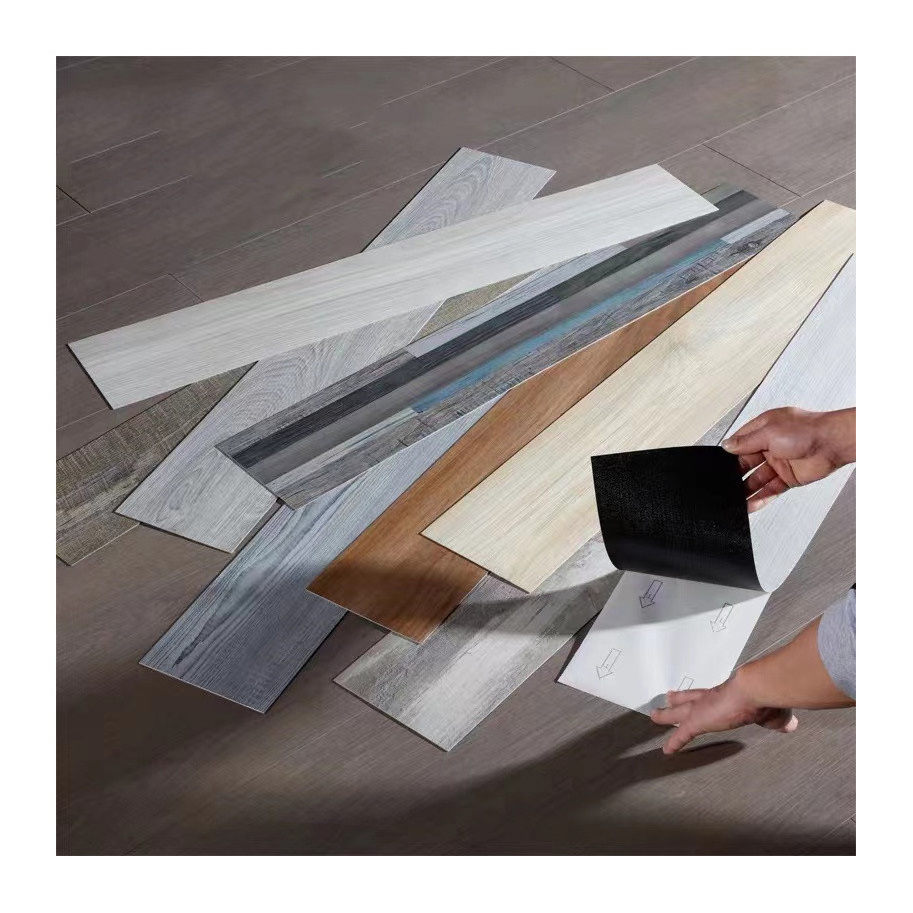 Peel and stick self adhesive vinyl flooring factory supply cheaper plastic pvc floor sticker tiles pvc vinyl floor plank