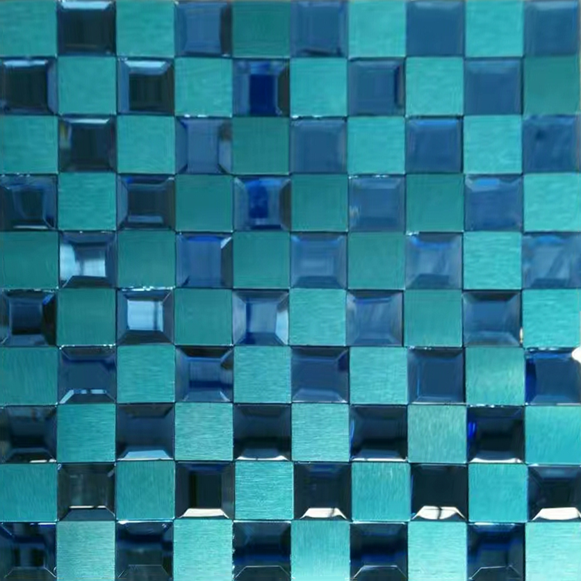 wholesales dark blue glass mosaic tile self adhesive glass mix color backsplash mosaic tile for kitchen