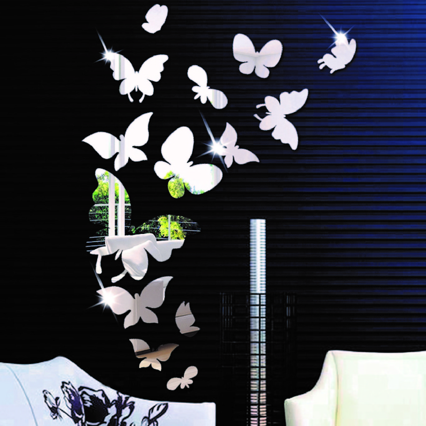 Wholesale wall decor sticker High quality home decor 3d butterfly mirror surface wall sticker for room