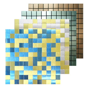 aluminum mosaic custom new design for decoration self adhesive wall tile mosaic blue color glass tiles