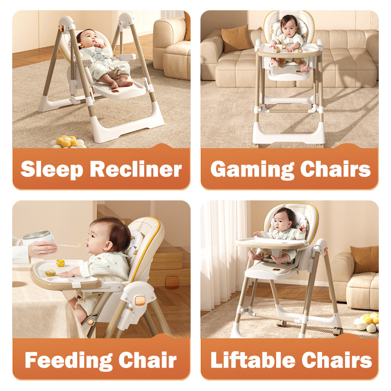 Multifunction 3 In 1 Baby High Chair Dining Chair Silla De Bebe Foldable Eating Swing Seat Luxurious Baby Feeding Chair