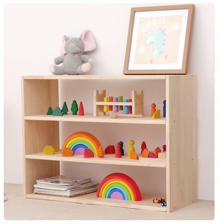 Child Wooden Nursery Furniture Toy Book Classroom Wood Preschool Locker Daycare Shelf Storage Kindergarten Cabinet For Kid