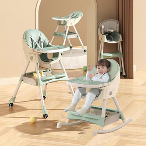 4 in 1 Children Kids Baby Foldable Lay down Rocking High Chair Feeding Highchair Adjustable Dining Push Supplies Reclining Seat