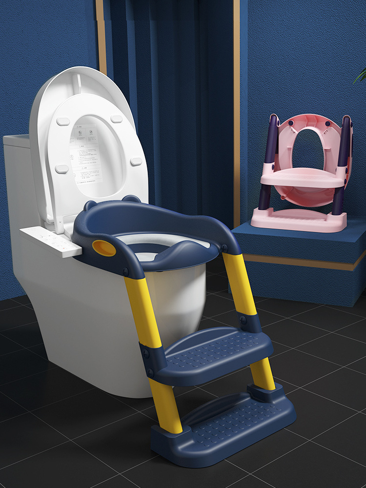 Adjustable Potty Training Seat with Ladder Kids Toilet Trainer Folding Baby Potty Chair