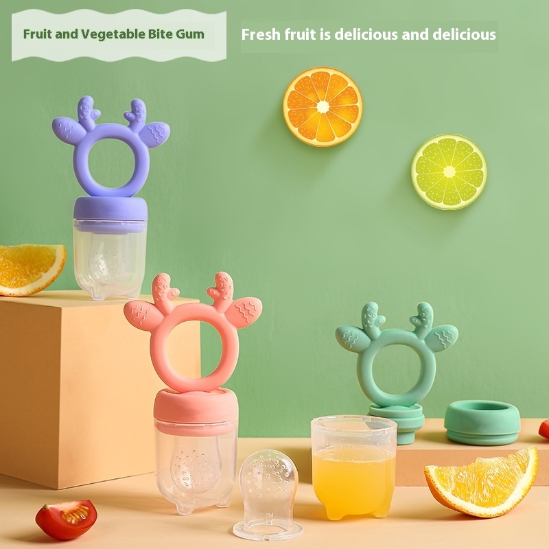 Food grade silicone baby pacifier assisted feeding fruit flavored baby silicone toys