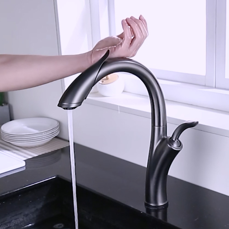 Hot Smart Commercial Wash Single Handle Brass Chrome Automatic Touch Sensor Sink Mixer Tap Kitchen Faucet