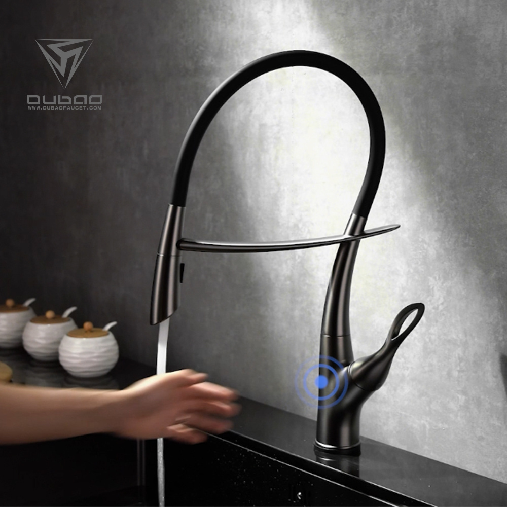 Good Quality UK Style Standard Long Neck Touch Sense Silicone Hose Kitchen Faucet