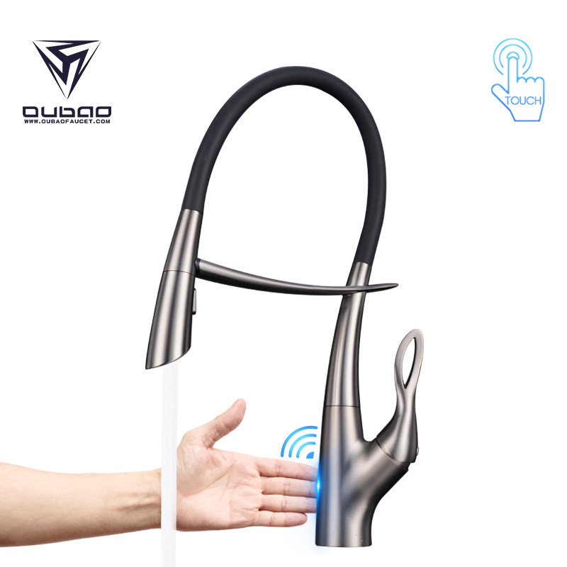 Good Quality UK Style Standard Long Neck Touch Sense Silicone Hose Kitchen Faucet