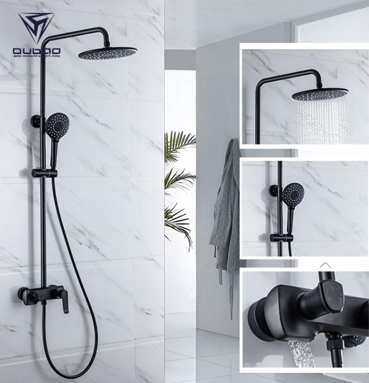 Luxury Modern Design In Wall Matte Black Bathroom Bath Shower Mixer Faucet