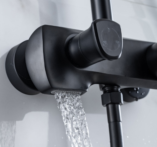 Luxury Modern Design In Wall Matte Black Bathroom Bath Shower Mixer Faucet