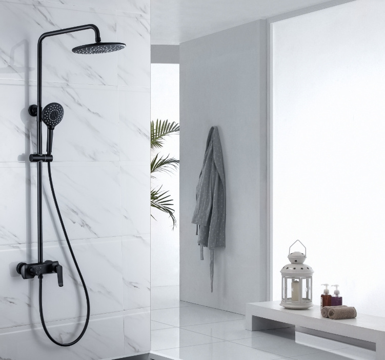 Luxury Modern Design In Wall Matte Black Bathroom Bath Shower Mixer Faucet