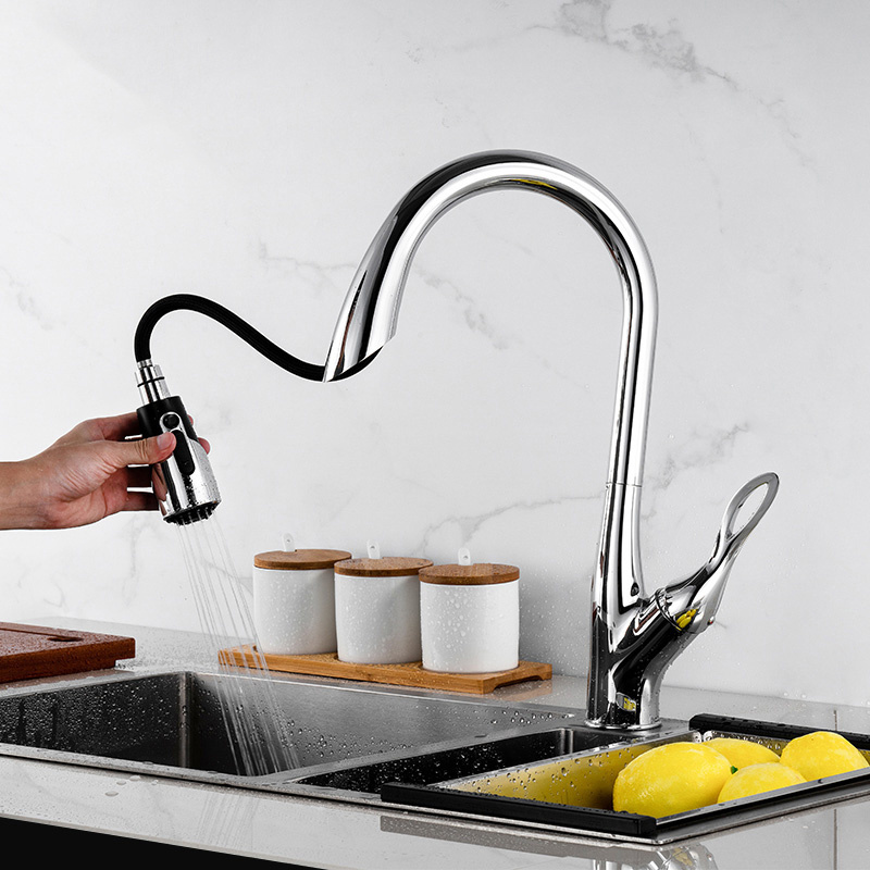 OUBAO Modern Unique Design Taps Black Sink Faucets Mixer For Kitchen