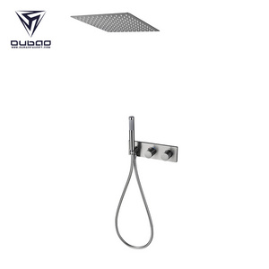 Factory Produce Square Gun Black Brass Rain Shower Head Set Concealed Faucet