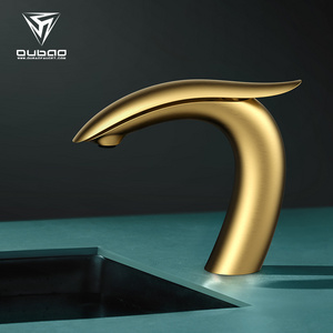 New Arrival Brass Single Lever Deck Mounted Bathroom Brushed Golden Basin Faucet