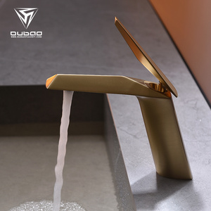 Modern Design Vanity Single Handle Bathroom Wash Basin Waterfall Gold Faucets