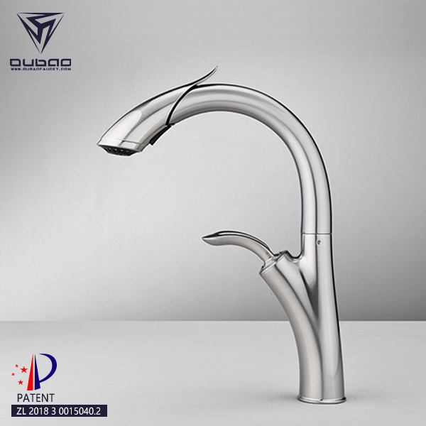 Custom Made Pullout Spray Flexible Pull Down Spout Water Sink Chrome Tap Kitchen Faucet