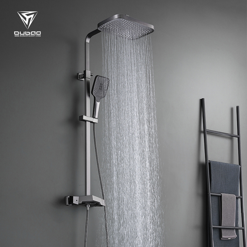 CE certificate Thermostatic Wall Mounted Bathroom Bath Shower Mixer Faucet With Rainfall Shower Head