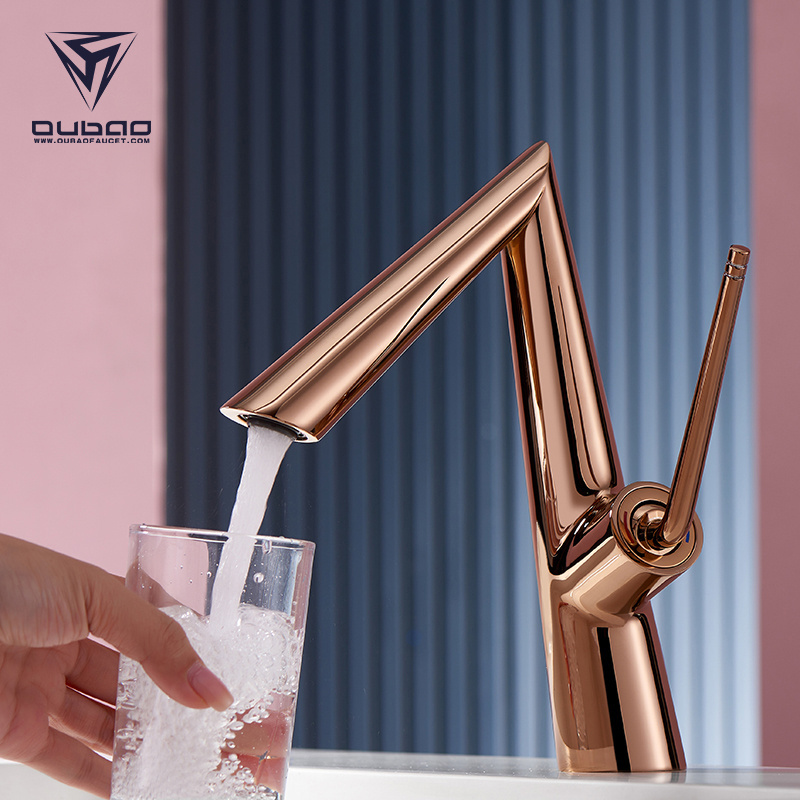 Luxury Rose Gold Basin Faucet Single Handle One Hole Lavatory Sink Faucet