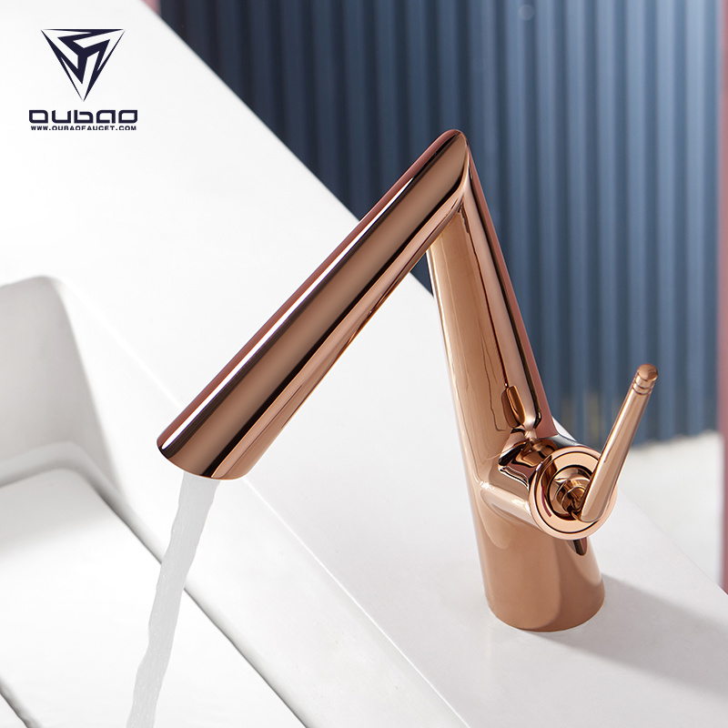 Luxury Rose Gold Basin Faucet Single Handle One Hole Lavatory Sink Faucet