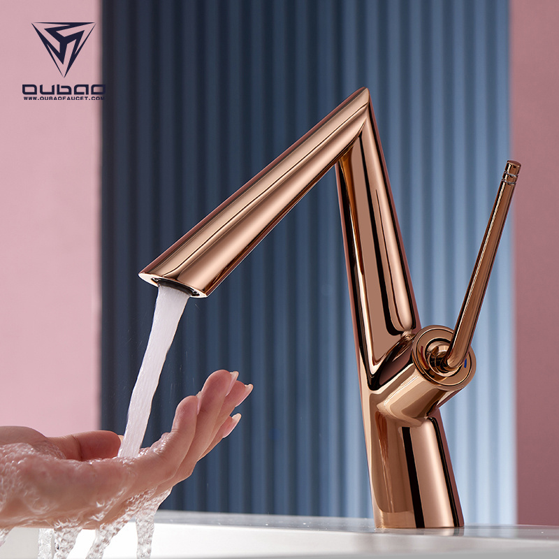 Luxury Rose Gold Basin Faucet Single Handle One Hole Lavatory Sink Faucet