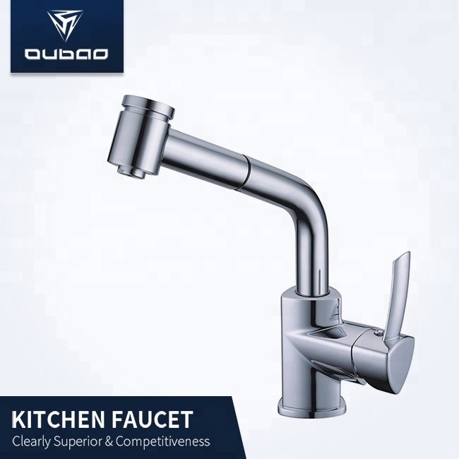 Swivel Spout single handle chrome Pull out Spray sink Kitchen Faucet