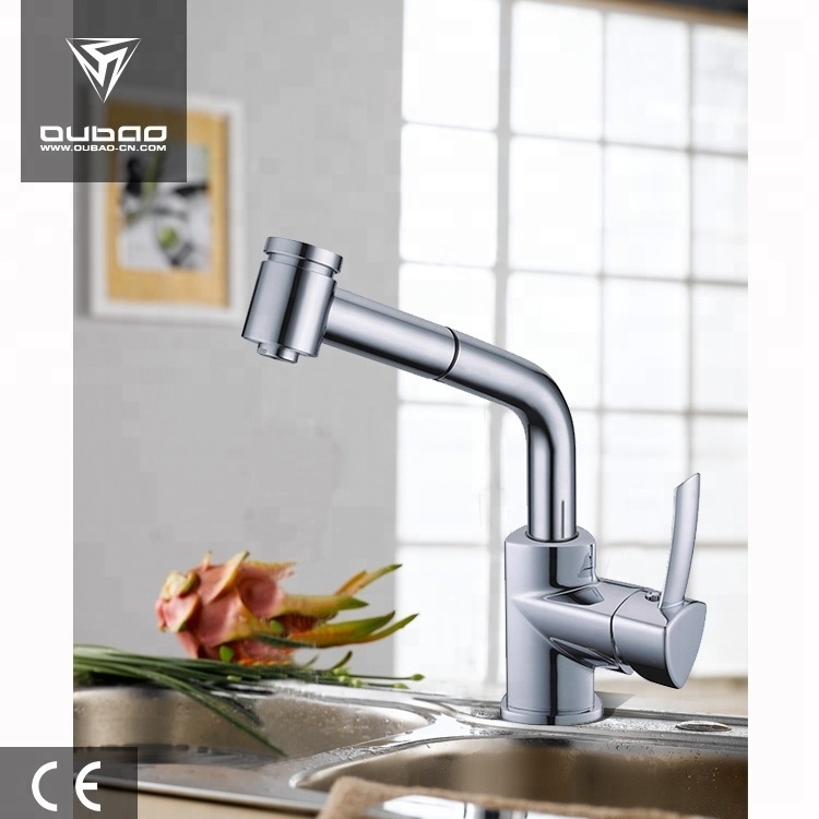 Swivel Spout single handle chrome Pull out Spray sink Kitchen Faucet