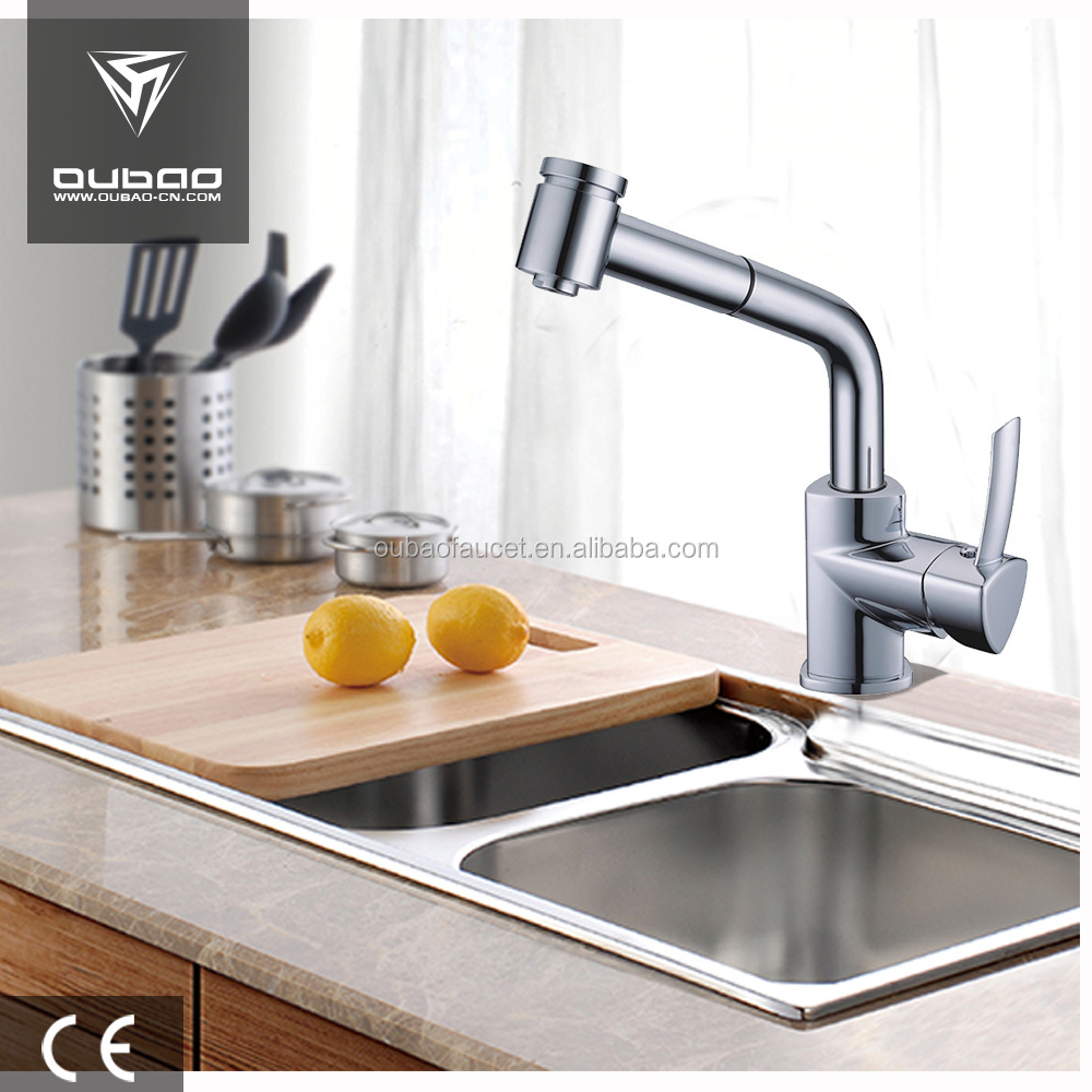 Swivel Spout single handle chrome Pull out Spray sink Kitchen Faucet