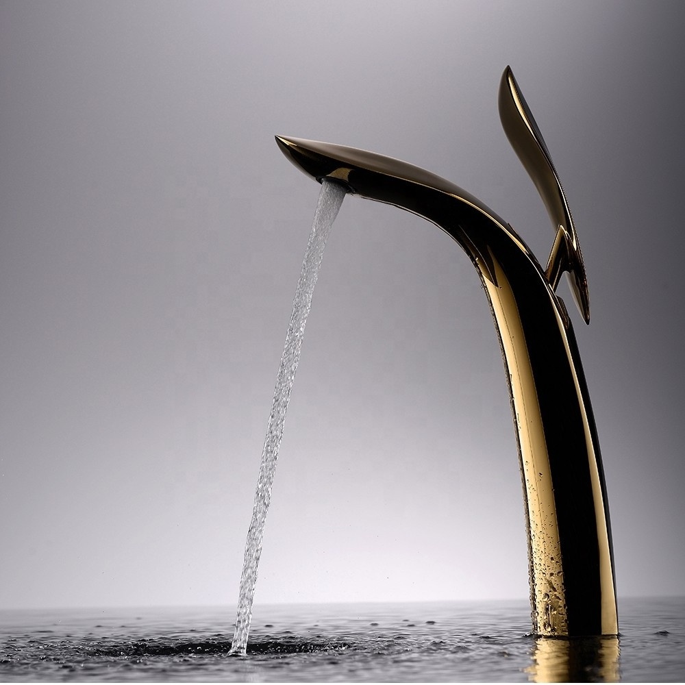 Luxury Brass Mixers Tall Washbasin Tap Gold Bathroom Basin Faucet