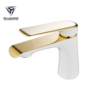 Single Handle Gold and White Plated Bathroom Basin Sink Faucet