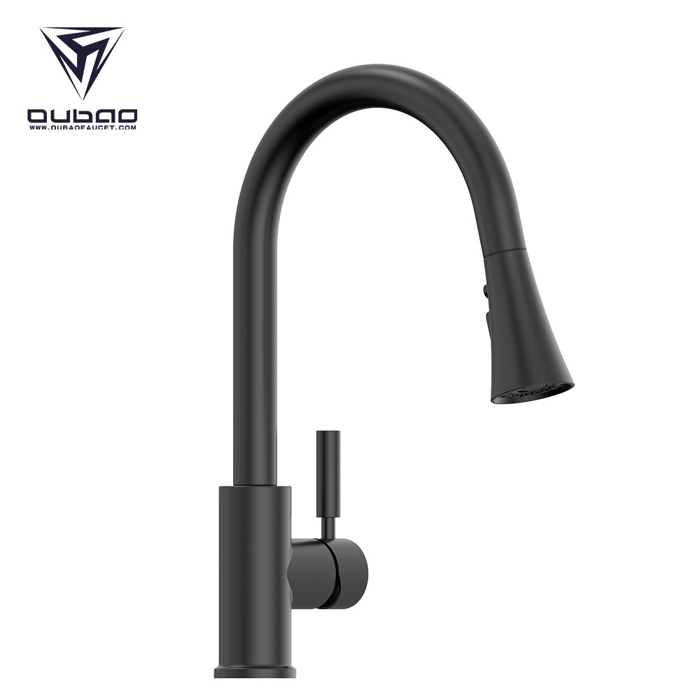 Handle Gooseneck Pull Down Designer Matte Black Single Handle Kitchen Sink Faucet