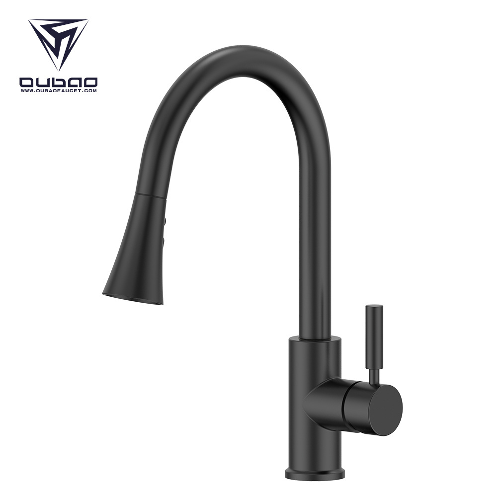 Handle Gooseneck Pull Down Designer Matte Black Single Handle Kitchen Sink Faucet