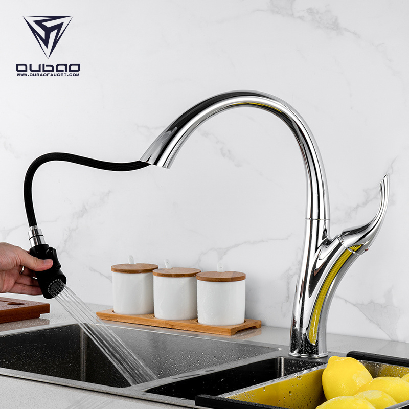 Deck Mounted Single Lever UPC Gold Color Kitchen Faucet With Pull Down Sprayer