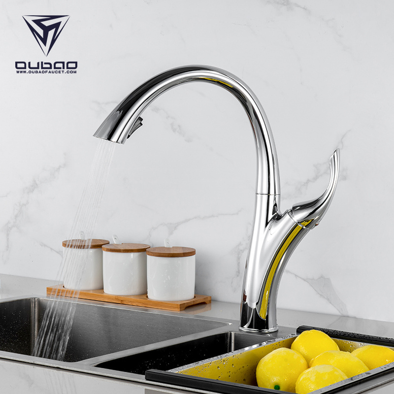 Deck Mounted Single Lever UPC Gold Color Kitchen Faucet With Pull Down Sprayer