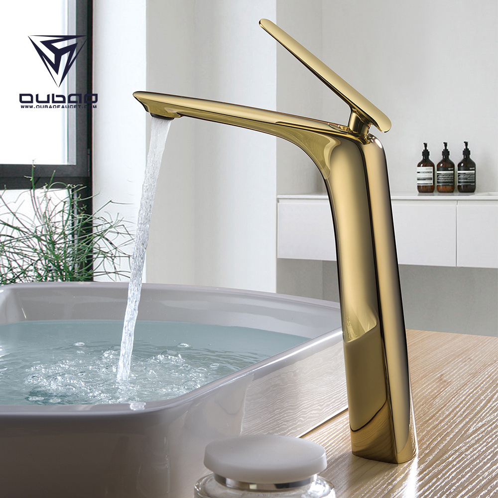 Gold Brass Bathroom Sink Basin Faucets With Levers for Bathroom