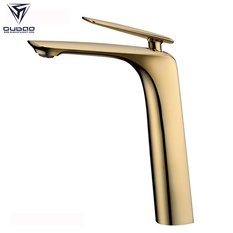 Gold Brass Bathroom Sink Basin Faucets With Levers for Bathroom