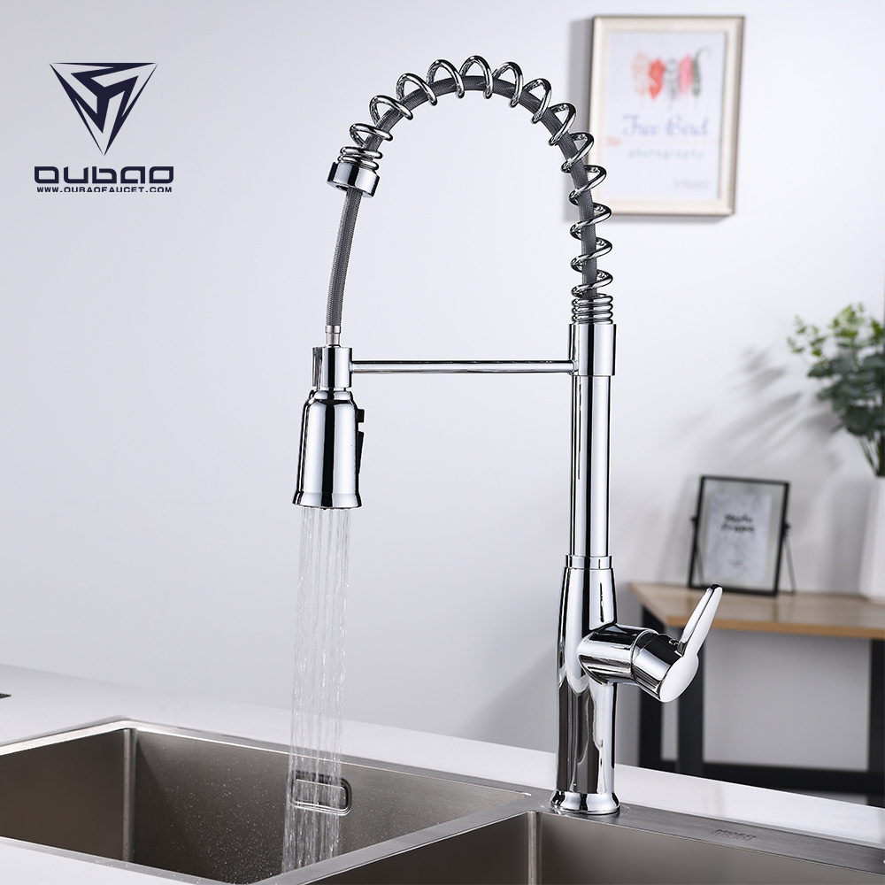 High Arc Chrome Pull Out Commercial Industrial Kitchen Faucet with Sprayer