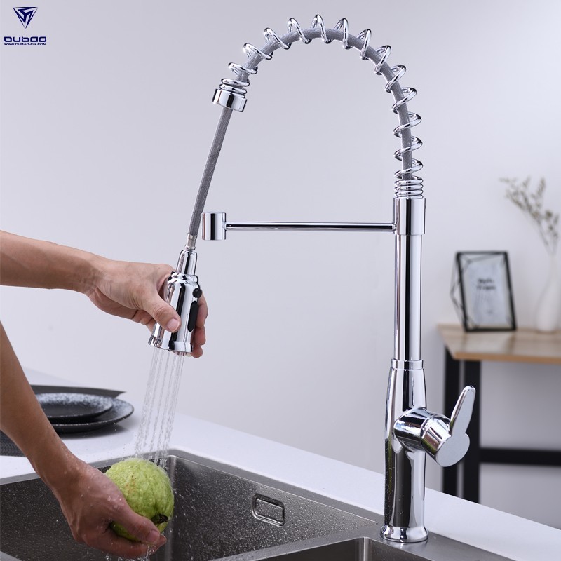 High Arc Chrome Pull Out Commercial Industrial Kitchen Faucet with Sprayer