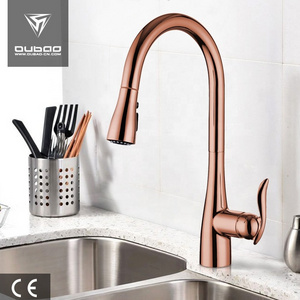 Modern Pull Down Kitchen Taps Water Faucet Rose Gold Pull Out Sprayer Kitchen Faucet Mixer Taps