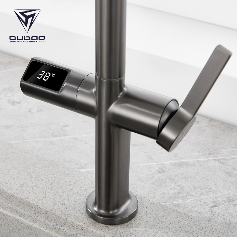 Advanced Gunmetal Digital Display Touch Sensing Kitchen Faucet