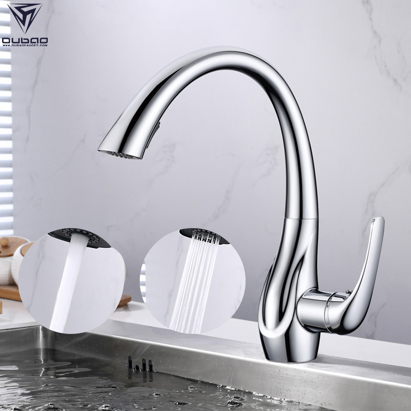 Fashionable Design Brass Spray Tap Mixer Flexible Metal Pull Down Kitchen Faucet