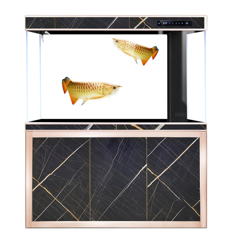 Large fish tank glass aquarium living room dragon fish tank 1.2m 1.5m 1m 3M aluminum alloy bottom cabinet bottom filter