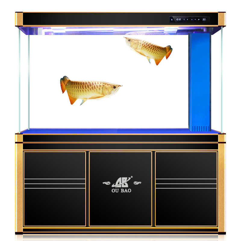 Large fish tank glass aquarium living room dragon fish tank 1.2m 1.5m 1m 3M aluminum alloy bottom cabinet bottom filter