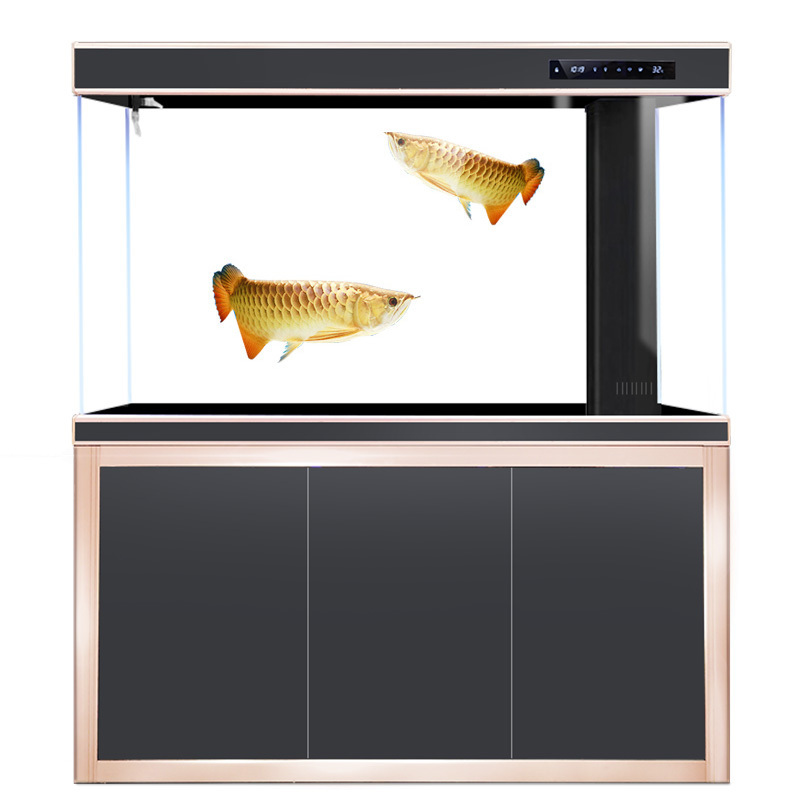 Large fish tank glass aquarium living room dragon fish tank 1.2m 1.5m 1m 3M aluminum alloy bottom cabinet bottom filter