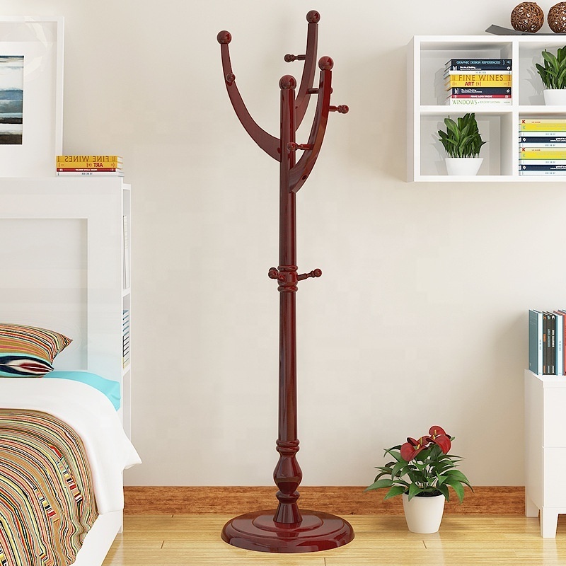 Wooden Coat Hat Floor Stand Hanger Cloth Jacket Rack Bag Storage Clothes Tree Garment Rack